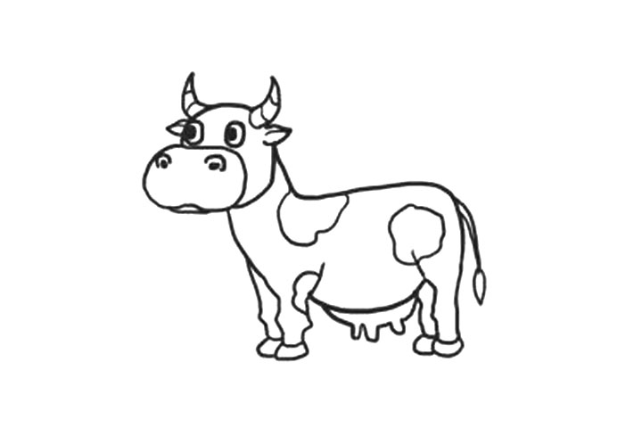 步骤9：画牛身花纹