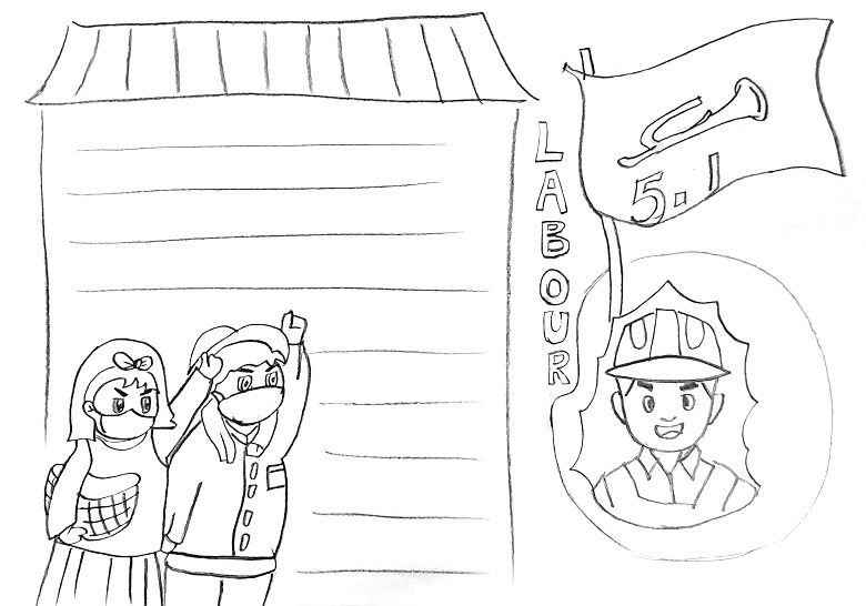 5.1劳动节手抄报线稿模板及简短介绍-图3