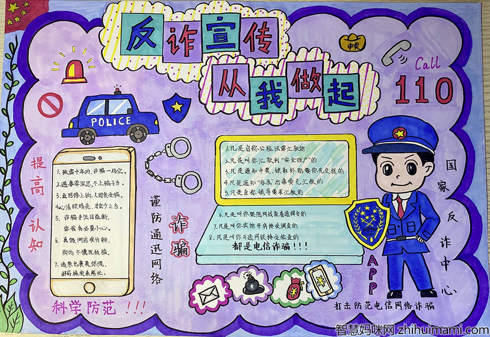 反诈宣传从我做起手抄报简单-图3