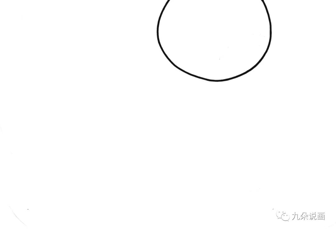 步骤1：先在纸的右上方画大半个圆（一整个也可以，可以自由发挥）