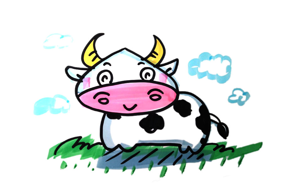 可爱的小牛简笔画图片大全-图1