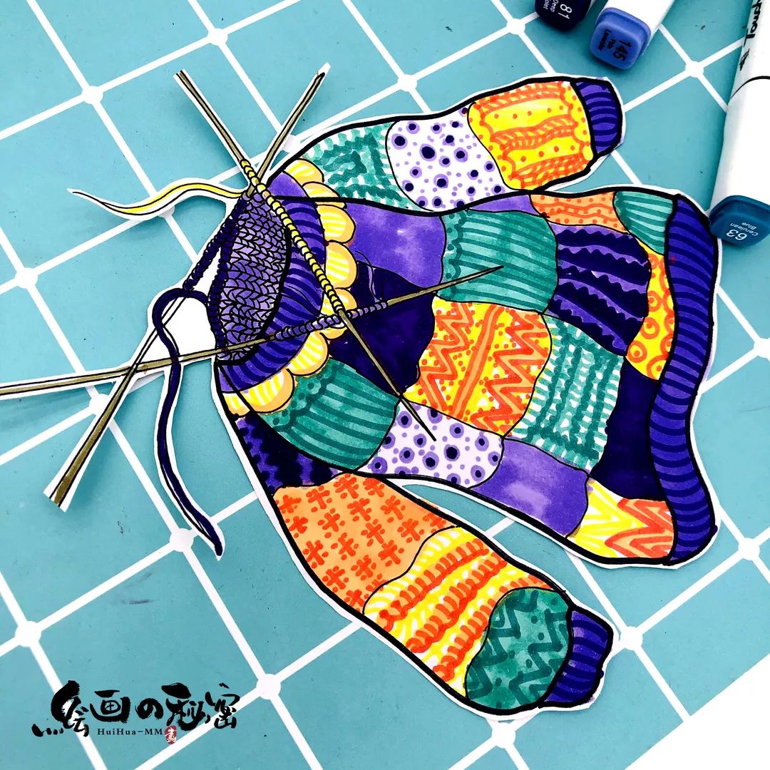 步骤3：添加毛衣细节，并把画好的毛衣剪下来。