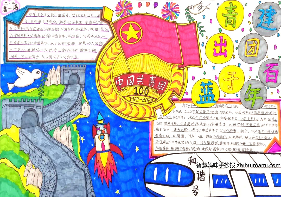 “建团100年 青出于蓝”主题手抄报（10张）