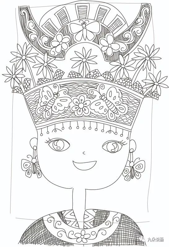 步骤7：这一步开始就是丰富细节啦，在空白的地方可以装饰上不同的线条，让饰品上有疏密对比，看上去会更加精致。这里可以使用波浪线、直线、折线、圆点等。