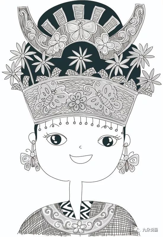 美丽的苗族银饰儿童画