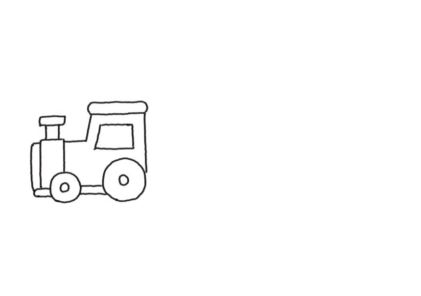 行驶中的小火车简笔画画法步骤-图2