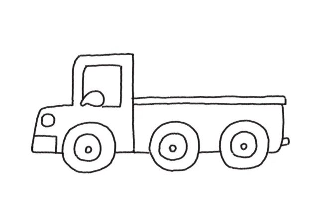满载而归的大货车简笔画画法步骤-图4