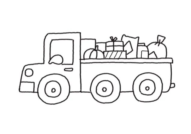 满载而归的大货车简笔画画法步骤-图5