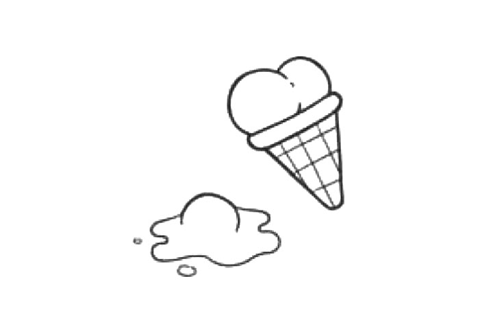 步骤3：画出融化的冰激凌球。