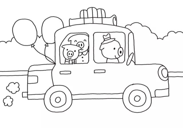 猪猪一家去郊游简笔画-图6