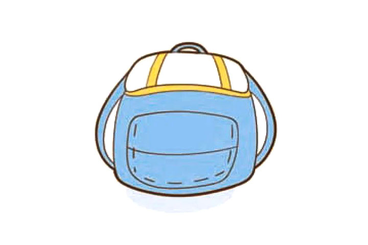 漂亮的蓝色书包简笔画画法步骤