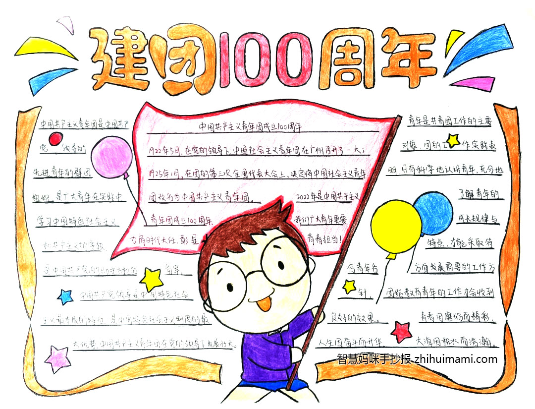 中国共青团建团百年手抄报一等奖（8张）-图8