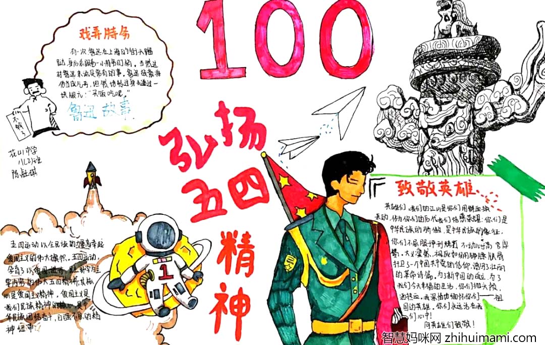 传承五四薪火献礼建团百年手抄报一等奖-图1