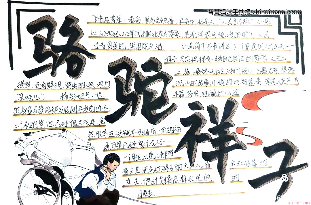 9张简单好看的骆驼祥子的手抄报-图4