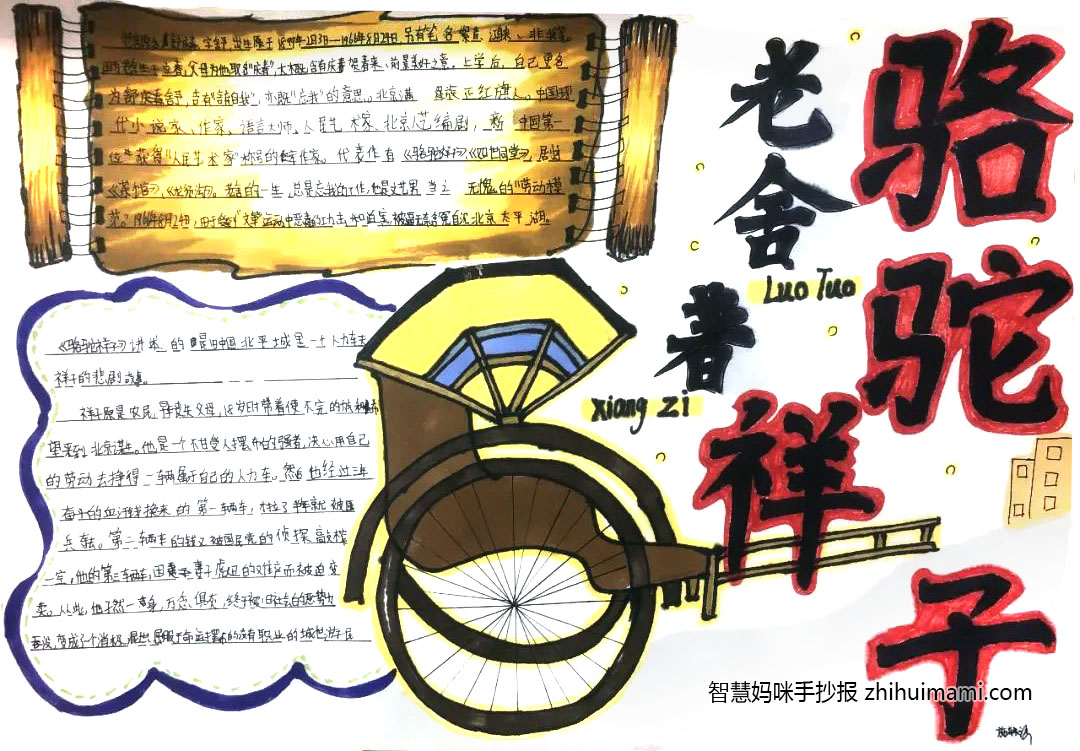 八年级骆驼祥子手抄报绘画简单（8张）-图2