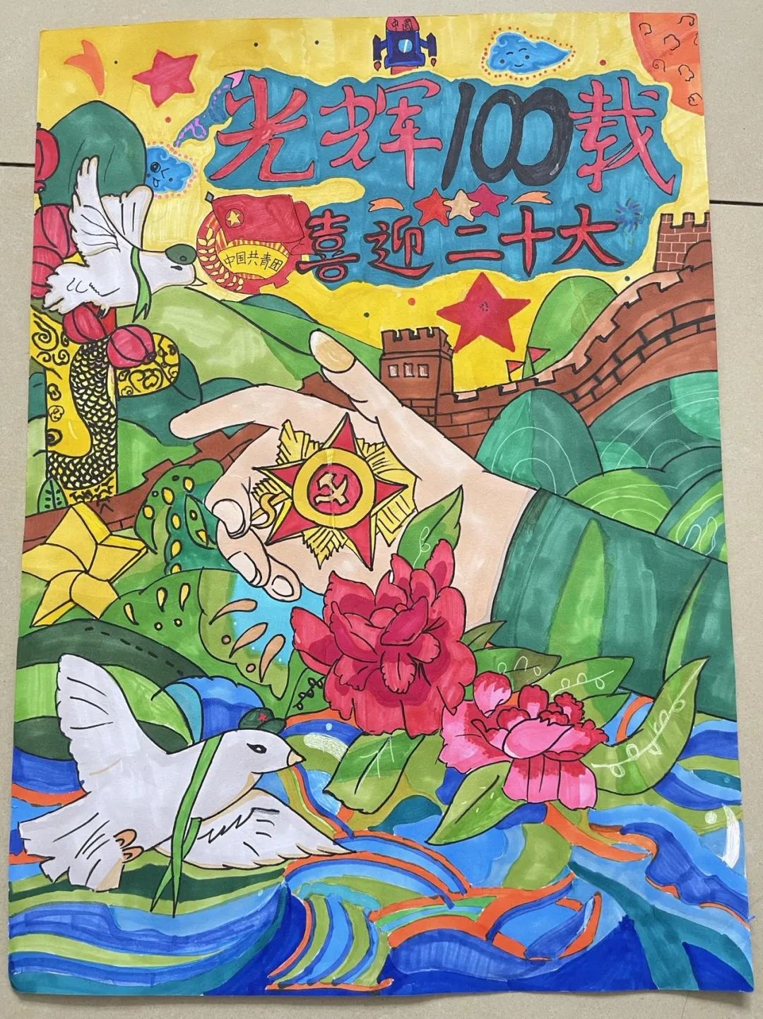 步骤11：《光辉100载，喜迎二十大》