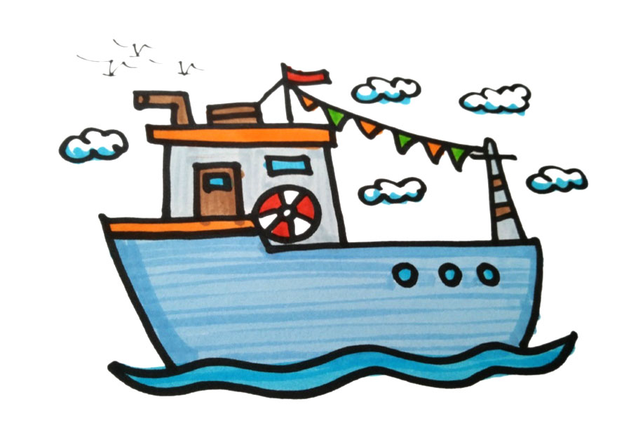 简单漂亮的海陆空交通工具简笔画图片大全-图11