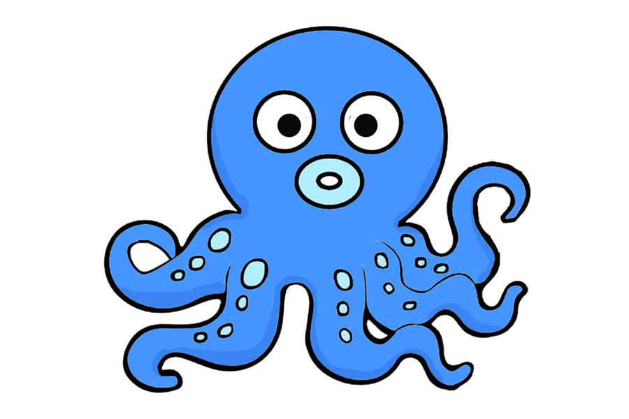 会变色的章鱼简笔画画法步骤