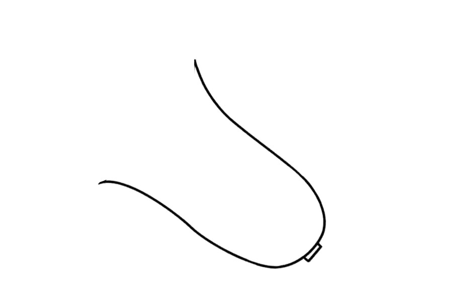 步骤1：先画出玉米绿色的皮，像一个字母“U”。