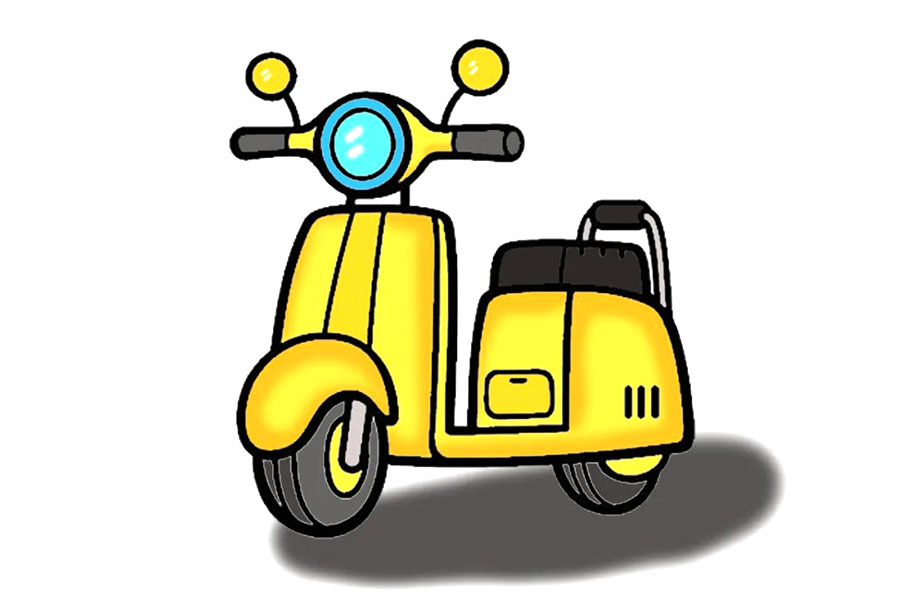 可爱的电动车简笔画画法步骤