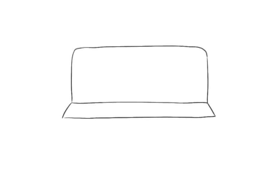 步骤2：画一个梯形是沙发的座位。