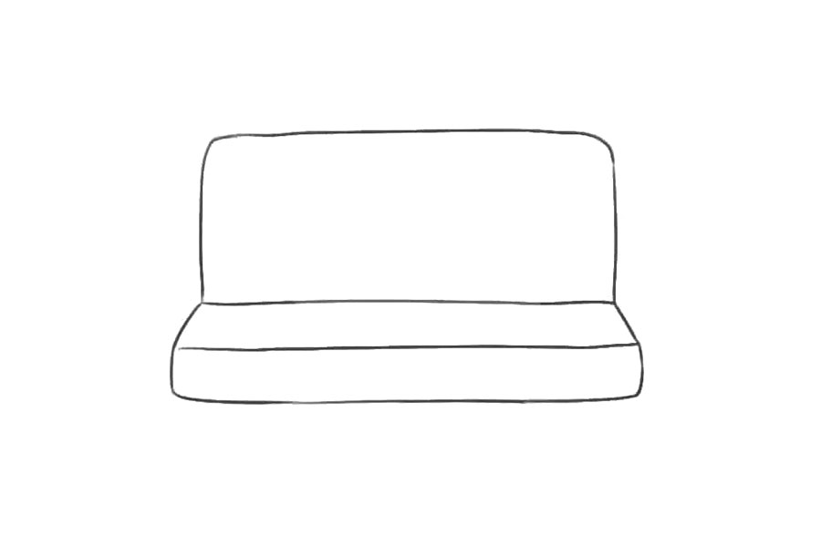 步骤3：在座位下面画一个窄的长方形。