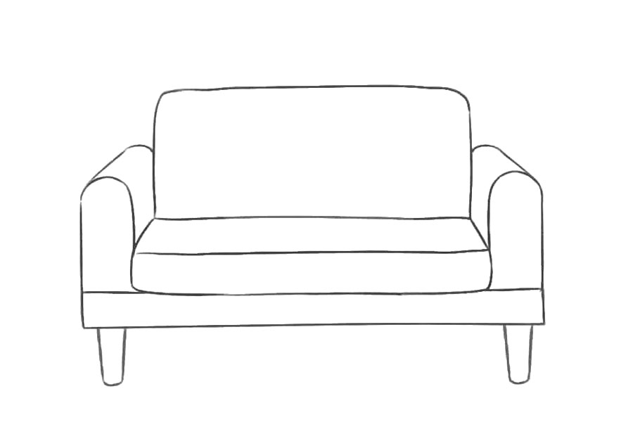 步骤7：画出沙发的两条腿儿。
