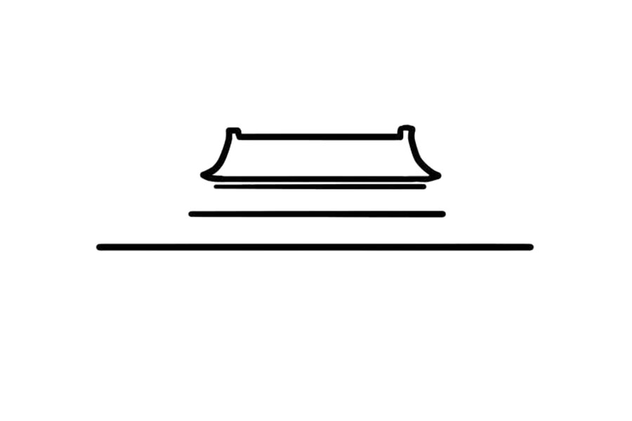 步骤2：画出天安门的梯形楼顶。