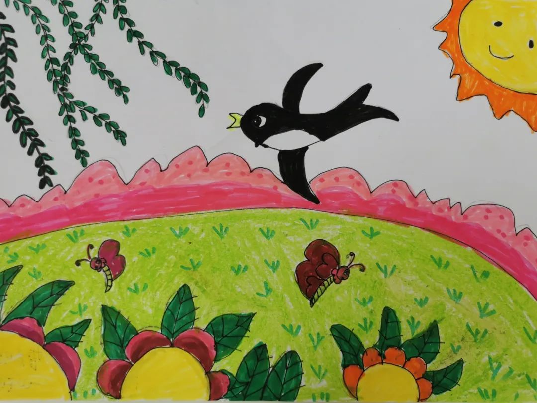 小学生“我眼中的春天”绘画作品-图1