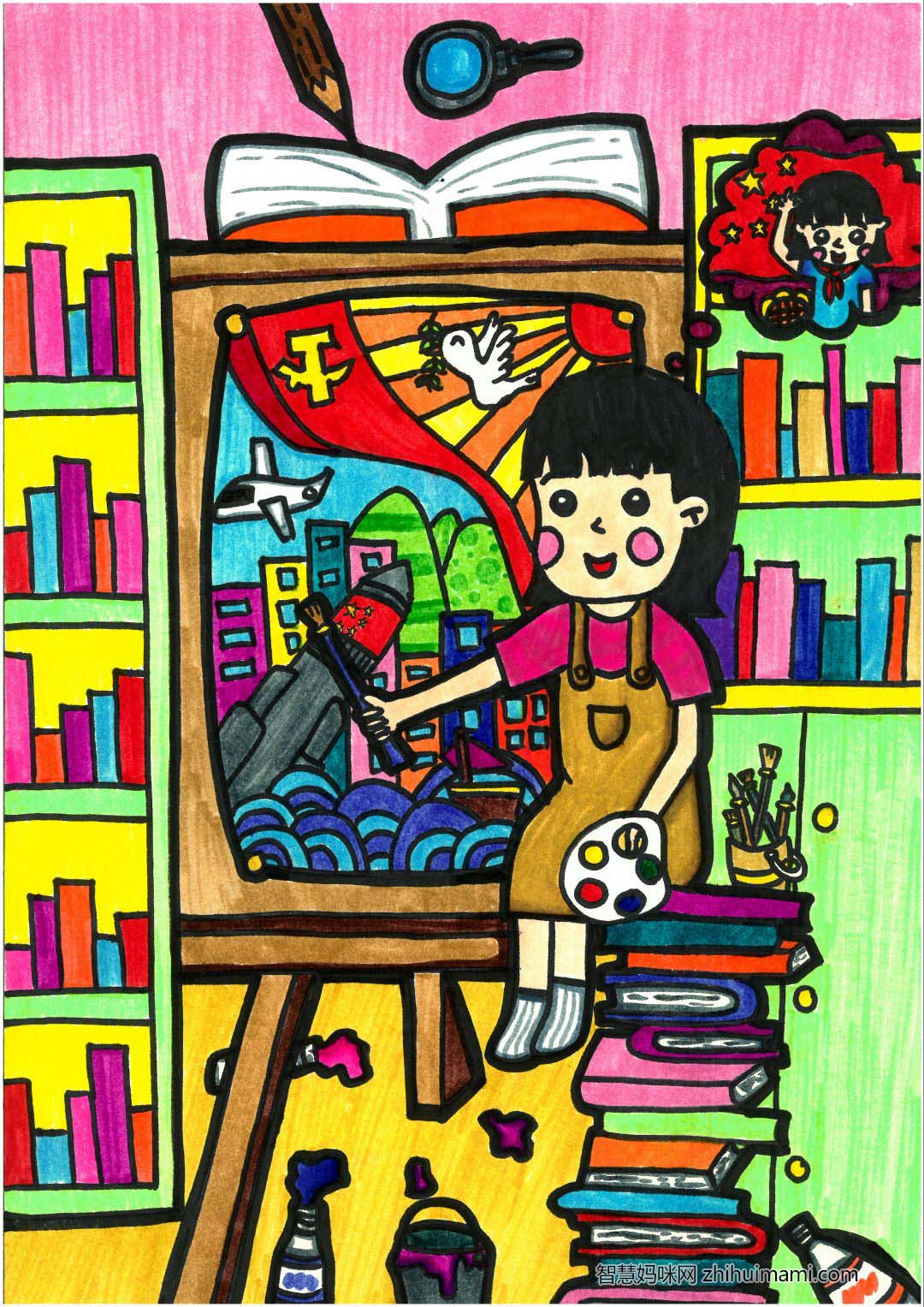 我的书屋我的梦儿童绘画庆祝建团100周年 （14张）-图3