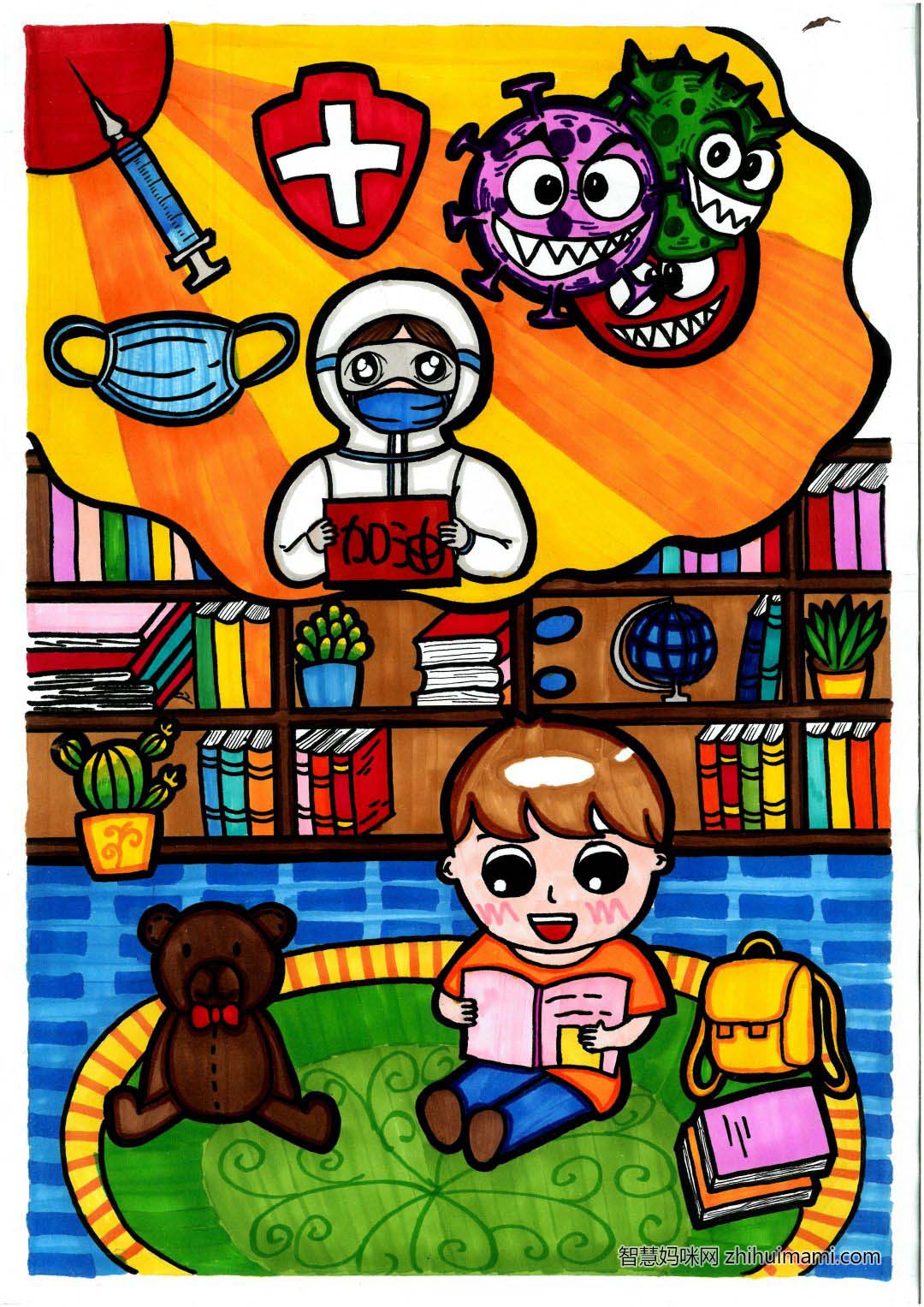 我的书屋我的梦儿童绘画庆祝建团100周年 （14张）-图9