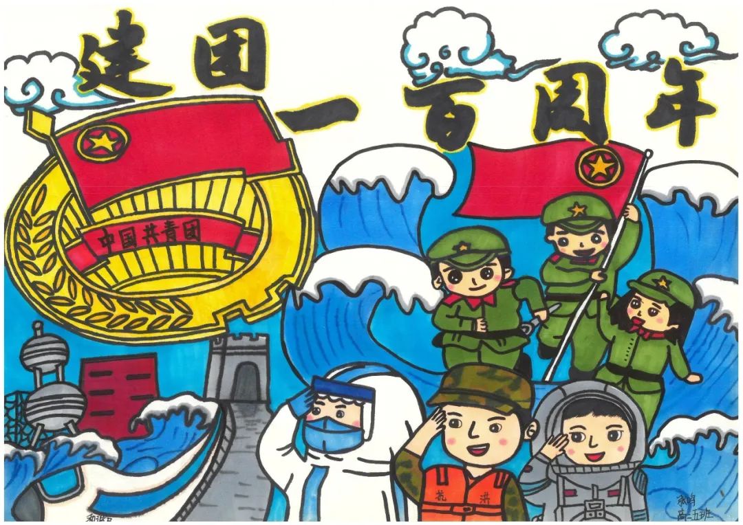 庆祝建团一百周年主题儿童画-图3