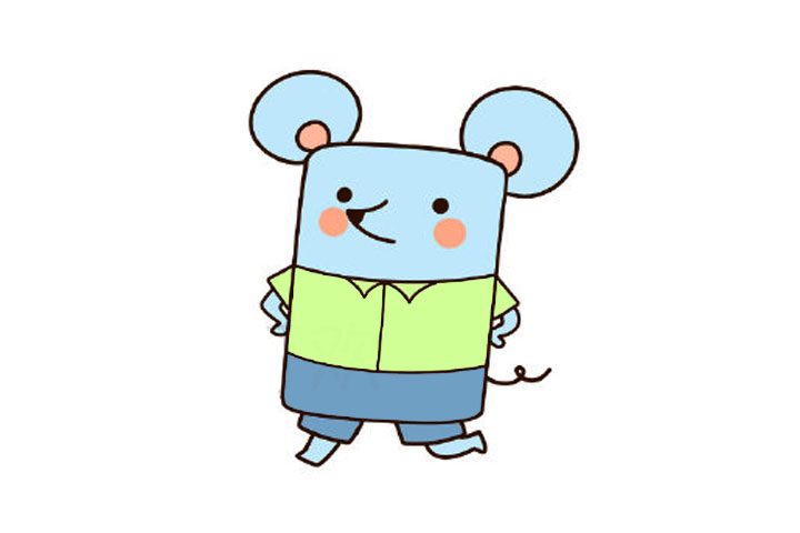 可爱的方块老鼠简笔画画法步骤