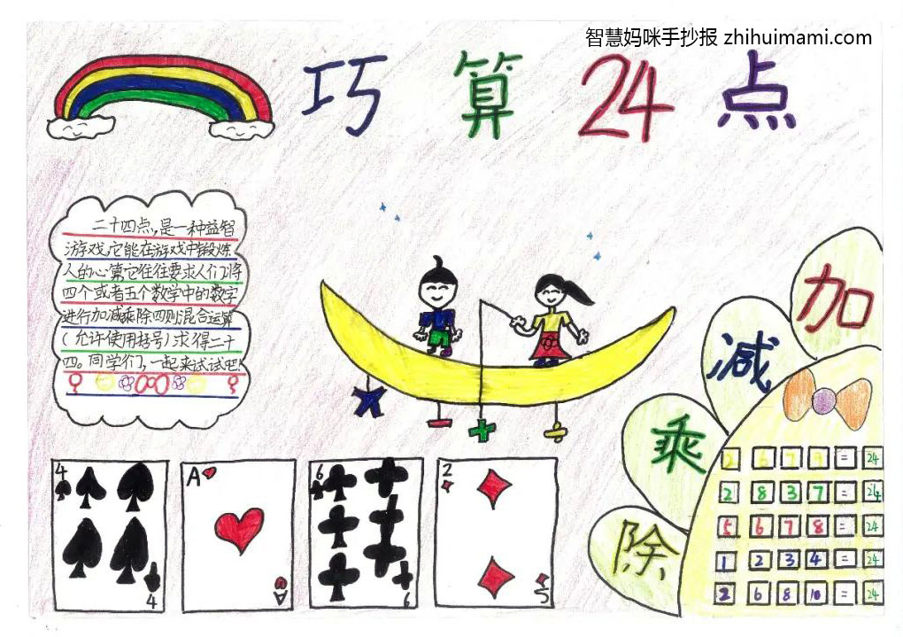 数学游戏巧算24点手抄报一等奖（12张）-图7
