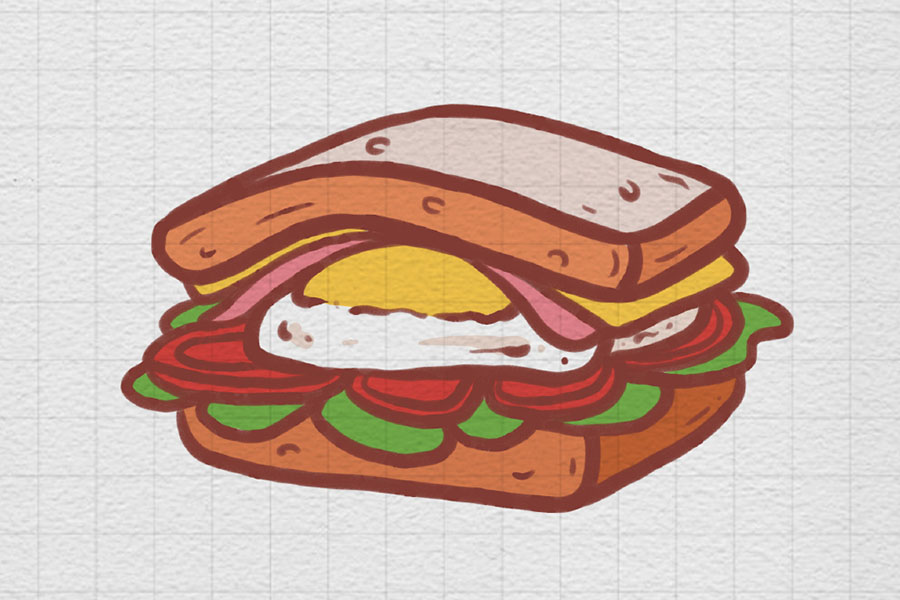 一份营养早餐简笔画画法步骤-图9