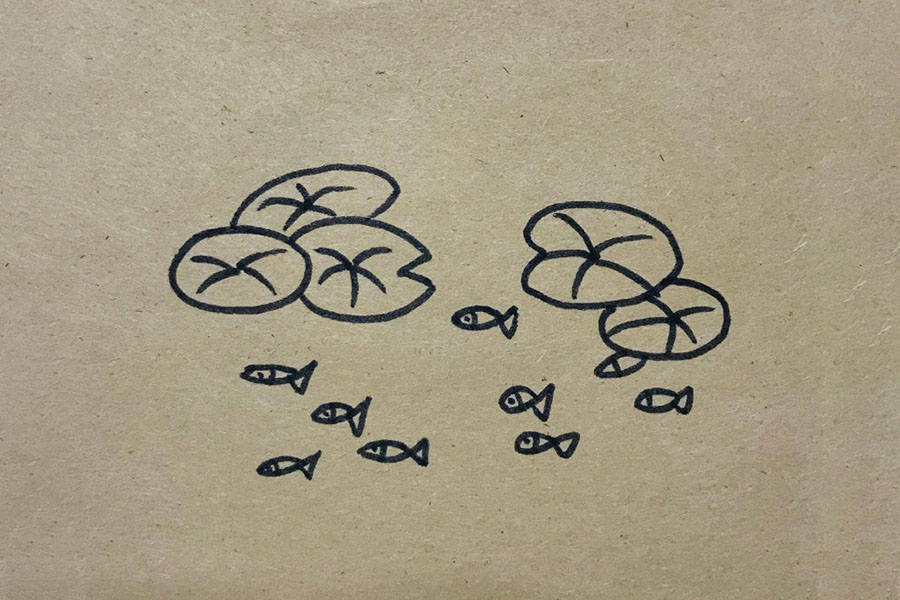 荷叶田田青照水 荷塘风景简笔画图片-图1