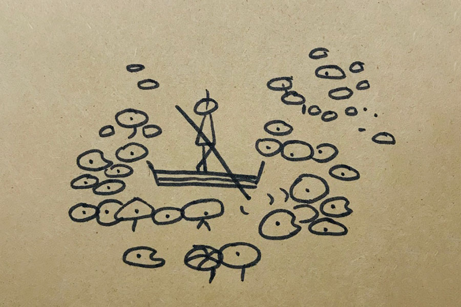 荷叶田田青照水 荷塘风景简笔画图片-图8