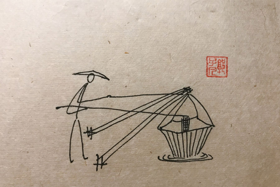 垂钓人物简笔画图片-图1