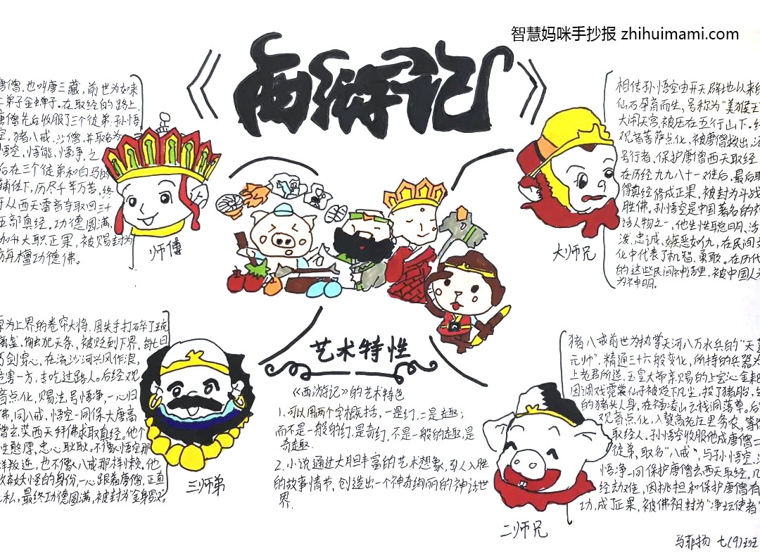 6张简单漂亮的西游记思维导图手抄报-图3