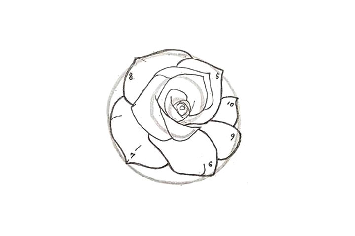 玫瑰花花朵简笔画画法步骤