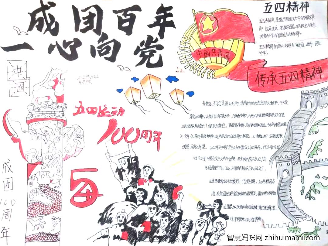 百年共青团青春献给党，建团100周年主题手抄报精选-图5