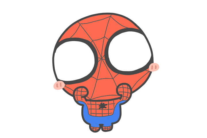 卖萌的蜘蛛侠简笔画画法步骤