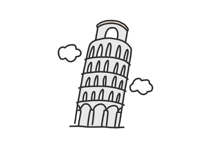 怎么画比萨斜塔简单