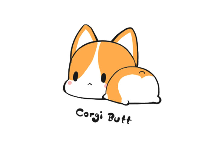 委屈的柯基小狗简笔画画法步骤