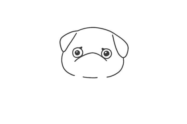可爱的小巴哥简笔画画法步骤-图3