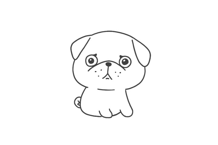 可爱的小巴哥简笔画画法步骤-图6