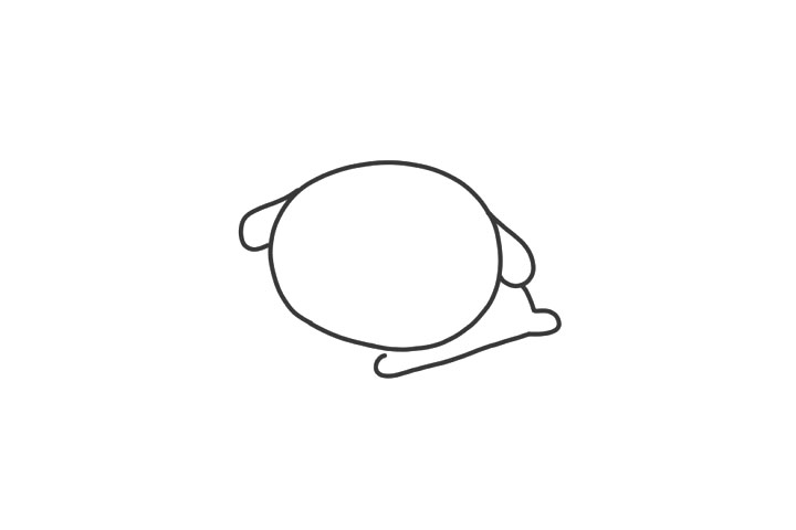 开心的小白狗简笔画画法步骤-图3