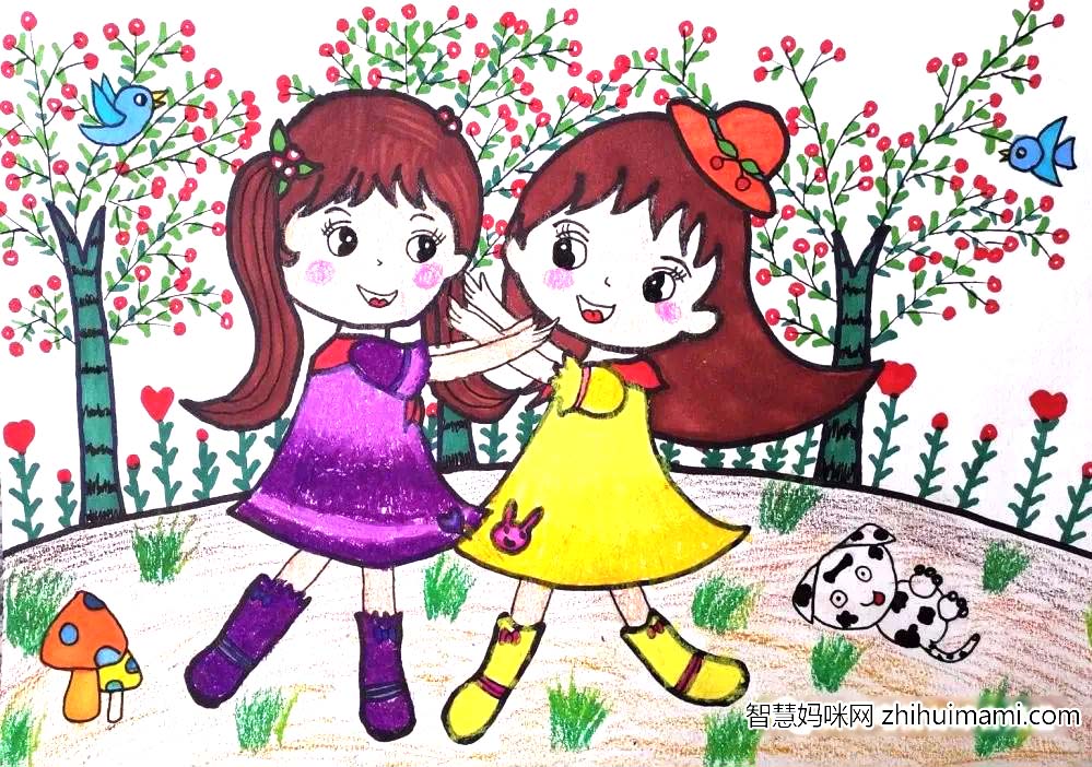 步骤9：春天到了，小树发芽了，花儿也开了，小鸟唱着歌儿带来了好消息：我们可能要开学啦！心里开心极了！真想飞奔去学校，拥抱同学们！