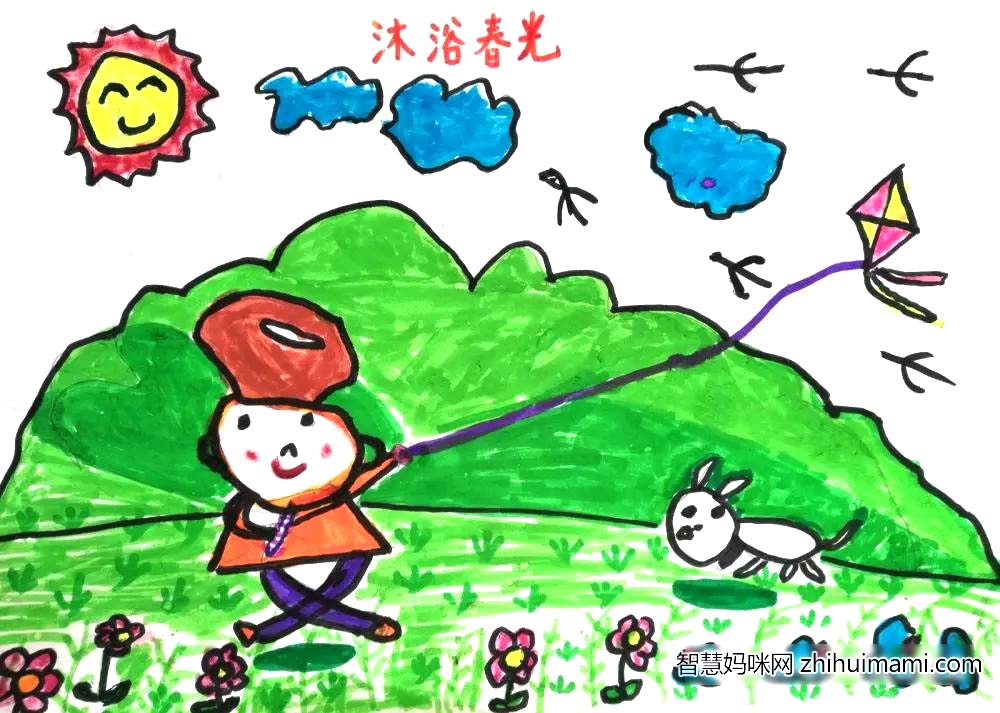 步骤1：春天悄然来到，小草冒出来了，花儿盛开了，可爱的小燕子也飞回来了，美丽的大自然处处充满了生机与活力。因为今年新型冠状病毒疫情的影响，大家都不能出外活动，特别是小朋友们迫切渴望能到外面玩耍呀！疫情终于过去，在一个阳光明媚的日子里，一个天真活泼的小朋友来到一块空旷的草坪上快乐地放飞风筝，她边跑边放松手中的风筝线，风筝很快地升上了天空，越飞越高。她的小可爱“贝贝”也跟在后面蹦蹦跳跳，显得格外玩皮。小朋友尽情地享受春天带来的乐趣，她多么希望再也没有病毒发生啊！