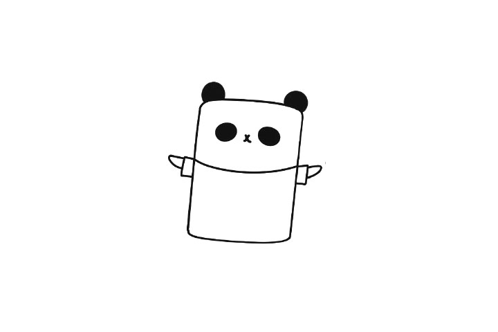 简单可爱的方块大熊猫简笔画教程-图3